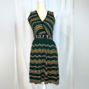 M Missoni Chevron Dress in Green Pink Yellow Black & Gray